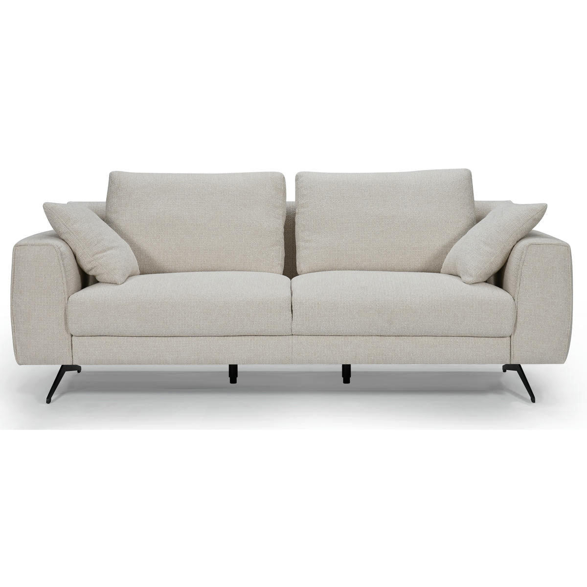 DREISITZER-SOFA Webstoff Beige - Beige/Schwarz, Textil/Metall (217/84/92cm) - Furnhouse