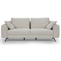 DREISITZER-SOFA Webstoff Beige - Beige/Schwarz, Textil/Metall (217/84/92cm) - Furnhouse