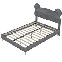 KINDERBETT 140/200 cm DE-35497 mit Bärenohr-Kopfteil Grau - Grau, Metall (140/200cm) - ComfortXL