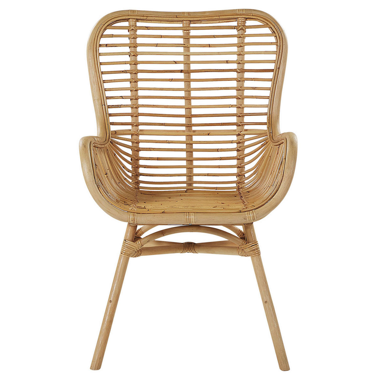 RATTANSTUHL Rattan Beige Togo - Beige, Naturmaterialien (61/96/52cm) - Beliani