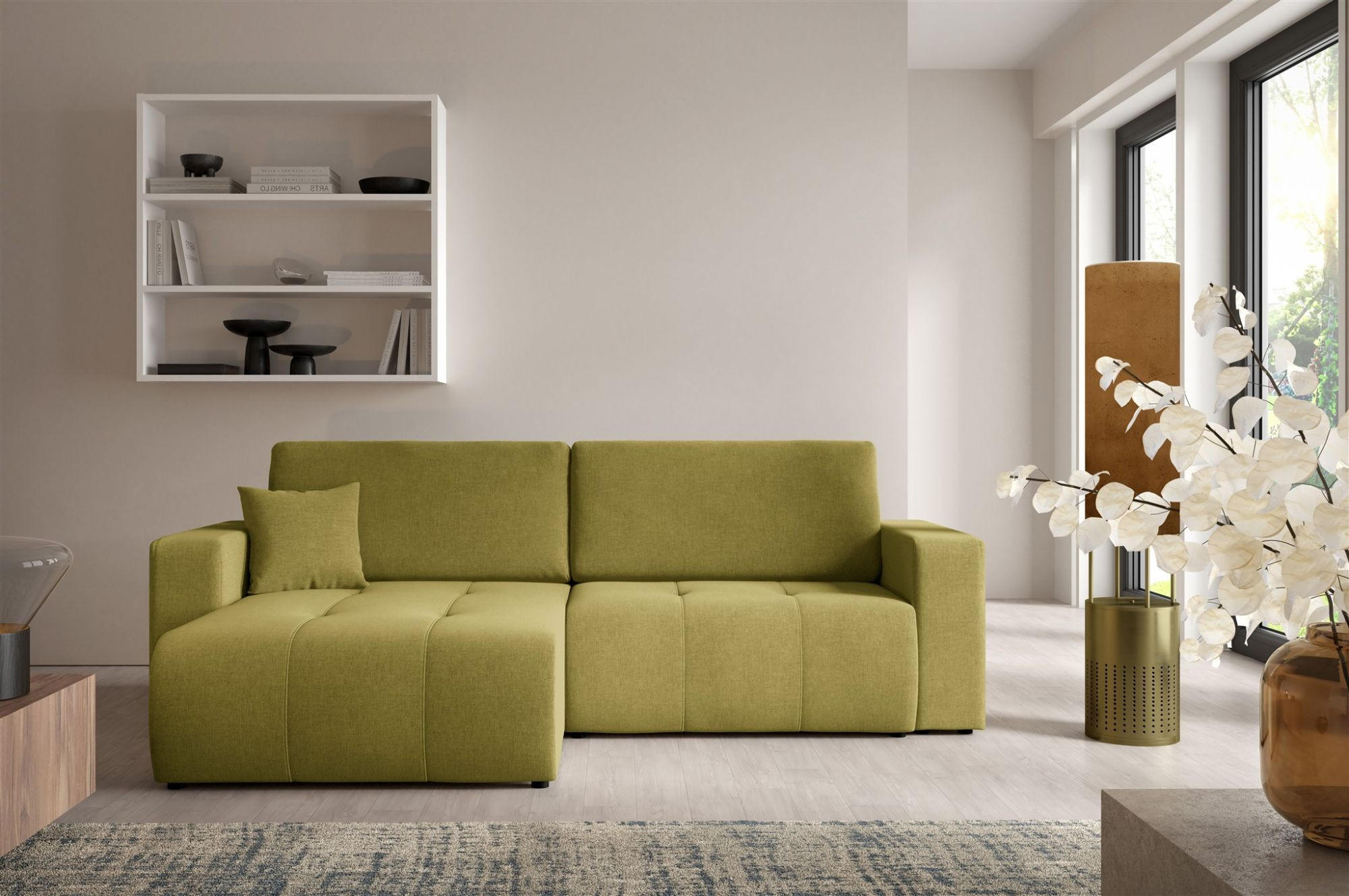 ECKSOFA Augusto - Dunkelgrün, Holzwerkstoff/Textil (244/149cm) - Fun Möbel