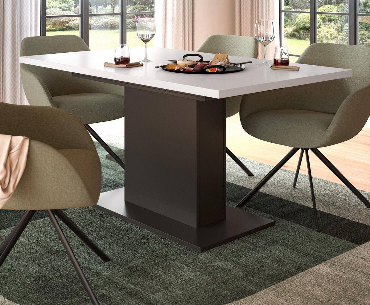 ESSTISCH weiß, grau, Küchentisch ausziehbar 150 - 190 cm - Weiß/Grau, Holzwerkstoff/Metall (150/90/76cm) - Inn.Furn