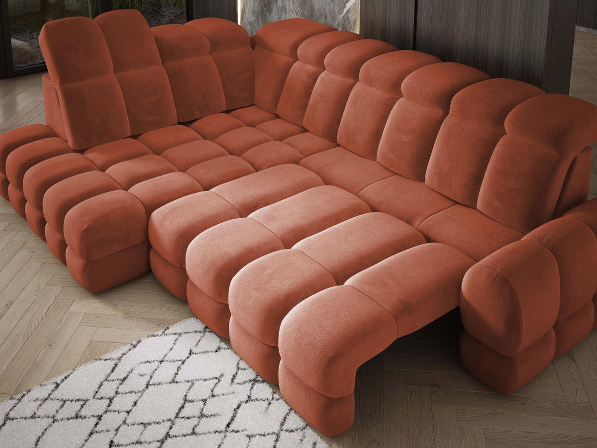 ECKSOFA TOLLO Salvador-stoff L-form 302x217x105 cm rustikal - Wildeiche, Holz/Textil (302/217cm) - DomoHome