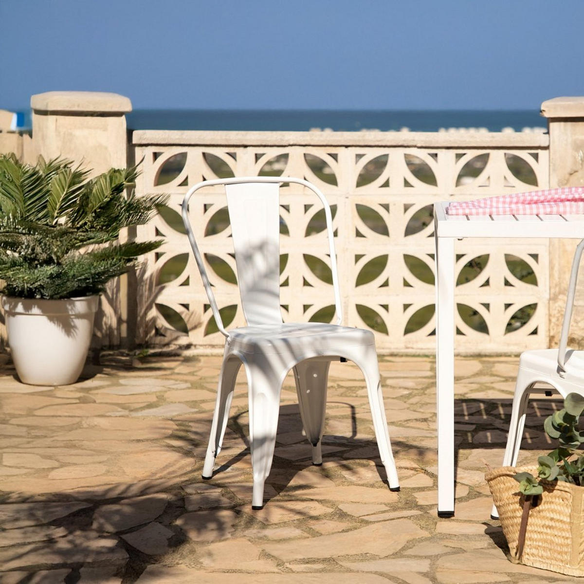 STUHL FÜR DRAUSSEN Hjorts Weiß 46 cm x 85 cm - Weiß, Metall (46/85/49cm)