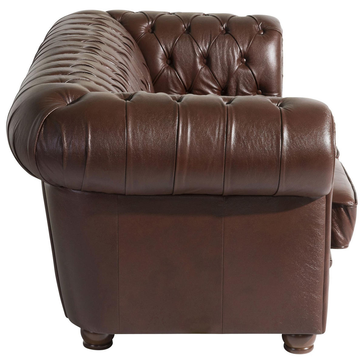 SOFA 3-Sitzer Kalea Bezug Wischleder Buche nussbaum dunkel / braun - Braun, Leder (200/76/98cm) - 58aufmkessel