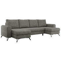 WOHNLANDSCHAFT AXEL U Struktur Grau - Schwarz/Grau, Textil/Metall (312/90/140cm) - MKS