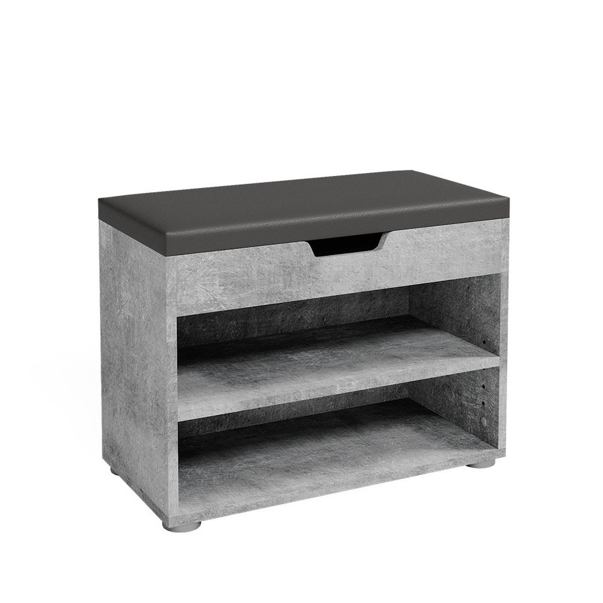 SCHUHBANK Rolfe Beton 60 x 45 cm - Grau, Holzwerkstoff (60/45/30cm) - Vicco