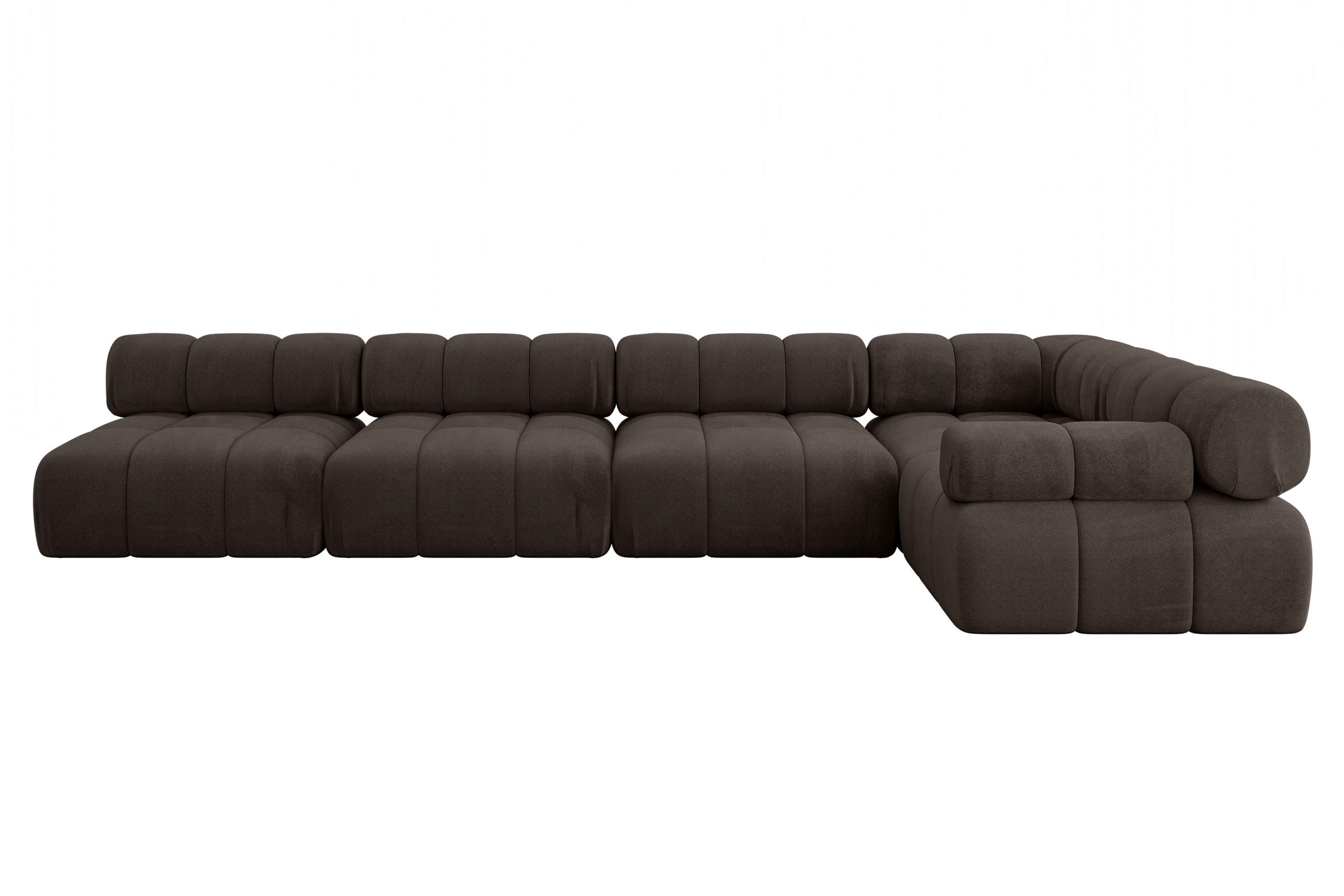ECKSOFA modulares Sofa Mende-L3 - 380x190x70 cm Braun Velours - Braun, Holzwerkstoff/Textil (380/190cm) - ALTDECOR