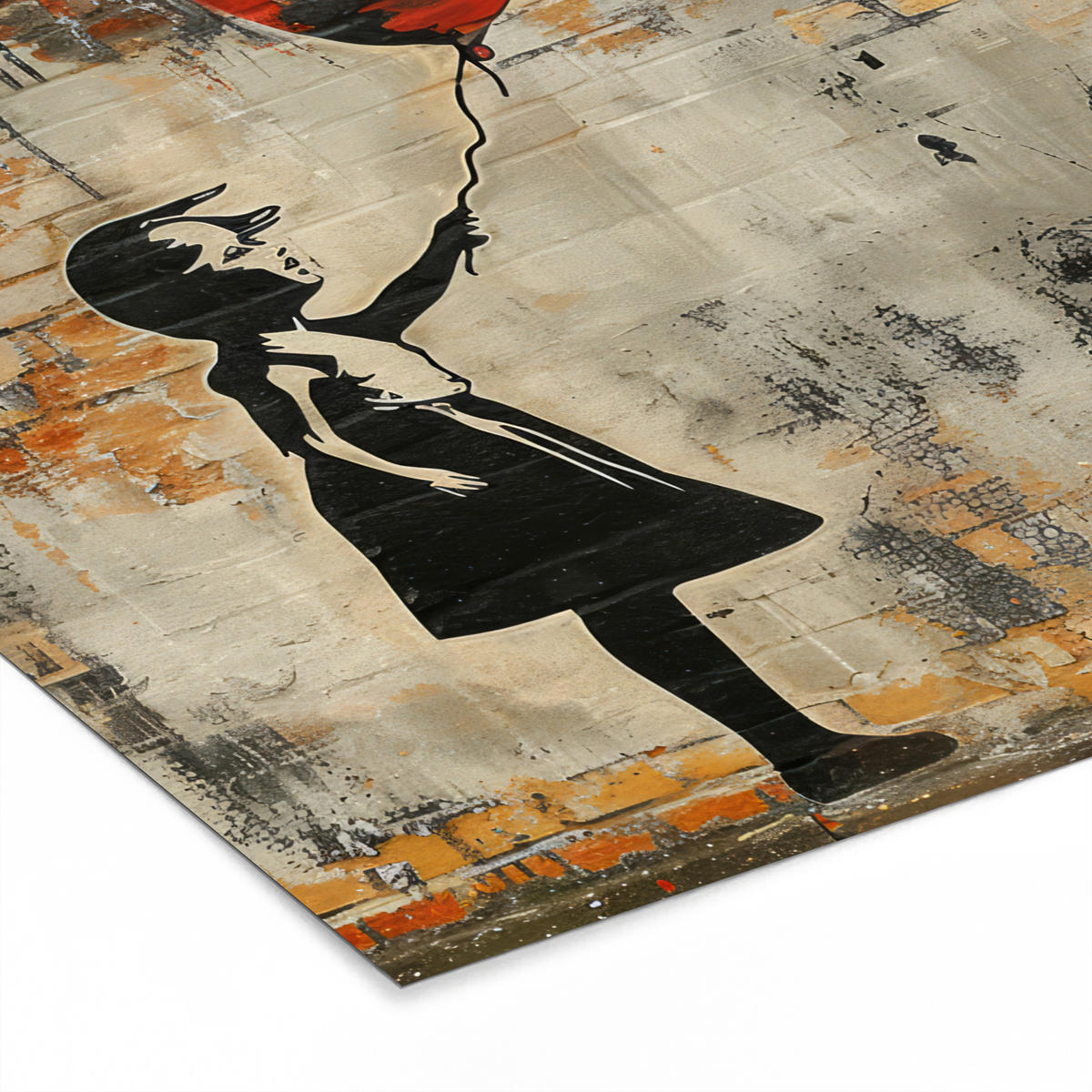 ZARÁMOVANÝ PLAGÁT Graffiti - Banksy - Dievča - Street art 40x40 cm - piesková, papier (40/40cm) - MuchoWow