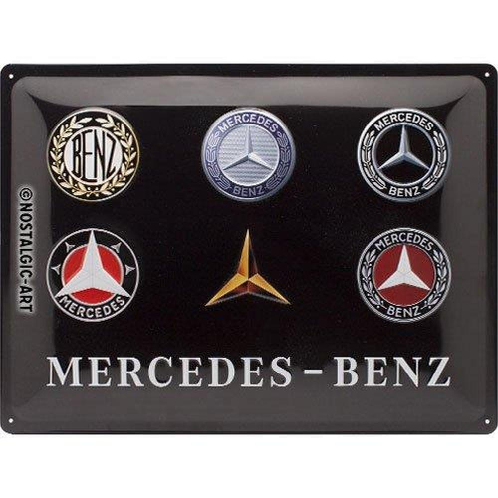 BLECHSCHILD 30/40 cm Mercedes-Benz Logo Evolution - Multicolor, Metall (40/30/0.2cm) - Nostalgic-Art