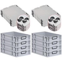 EUROBOX 8x NextGen Color mit Auflagedeckel 12x40x60 cm 23 Liter Grau Griffe schwarz zu - Schwarz/Grau, Kunststoff (40/12/60cm) - PROREGAL