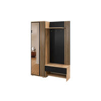 GARDEROBE MILANO 140/200 in Eiche Wotan / Schwarz mit Lamellen - Eichefarben/Schwarz, Holzwerkstoff (140/200/40cm) - Deine Möbel 24