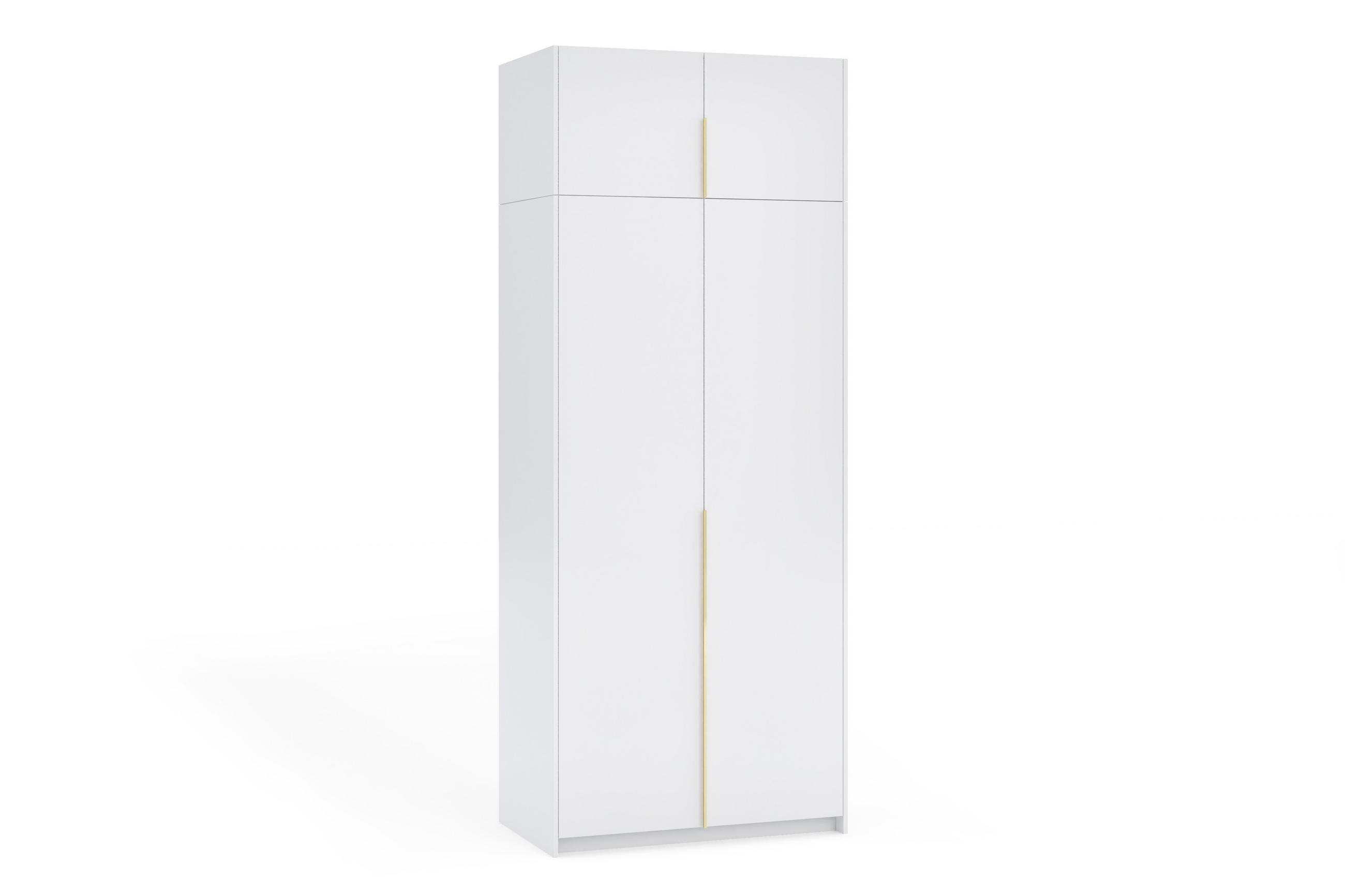 DREHTÜRENSCHRANK Apollonia I ohne Spiegel 100x204cm 2-türig, weiß, goldene Griffe - Goldfarben/Weiß, Kunststoff (58/250/100cm) - Margaret Hadas24