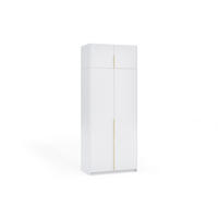 DREHTÜRENSCHRANK Apollonia I ohne Spiegel 100x204cm 2-türig, weiß, goldene Griffe - Goldfarben/Weiß, Kunststoff (58/250/100cm) - Margaret Hadas24