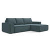 ECKSOFA mit Schlaffunktion Samt Stoff Blau - Blau/Petrol, Kunststoff/Textil (290/185cm) - Makamii