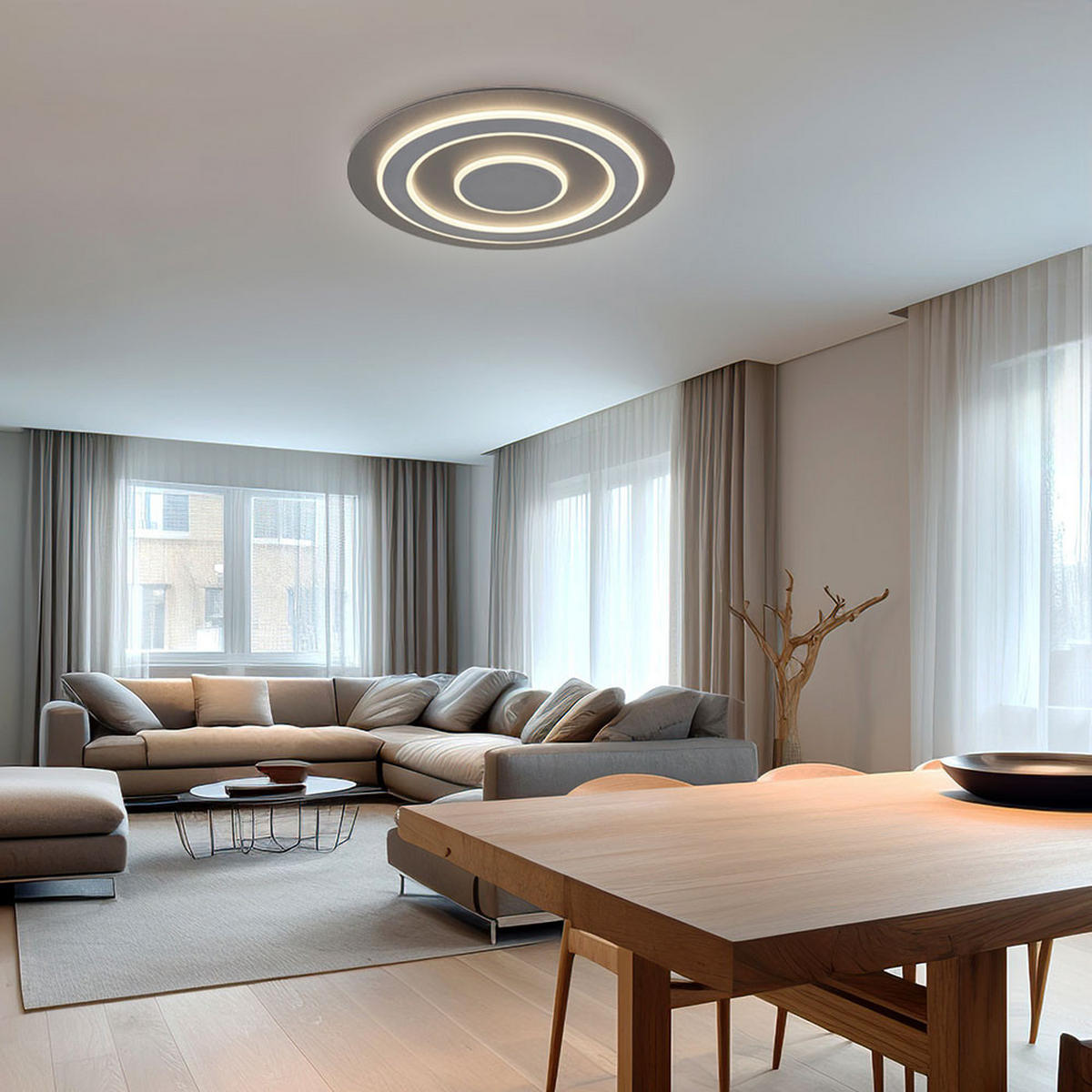 LED DECKENLEUCHTE Metall Anthrazit Grau - Grau, Metall (60/60/5.5cm) - Globo Lighting