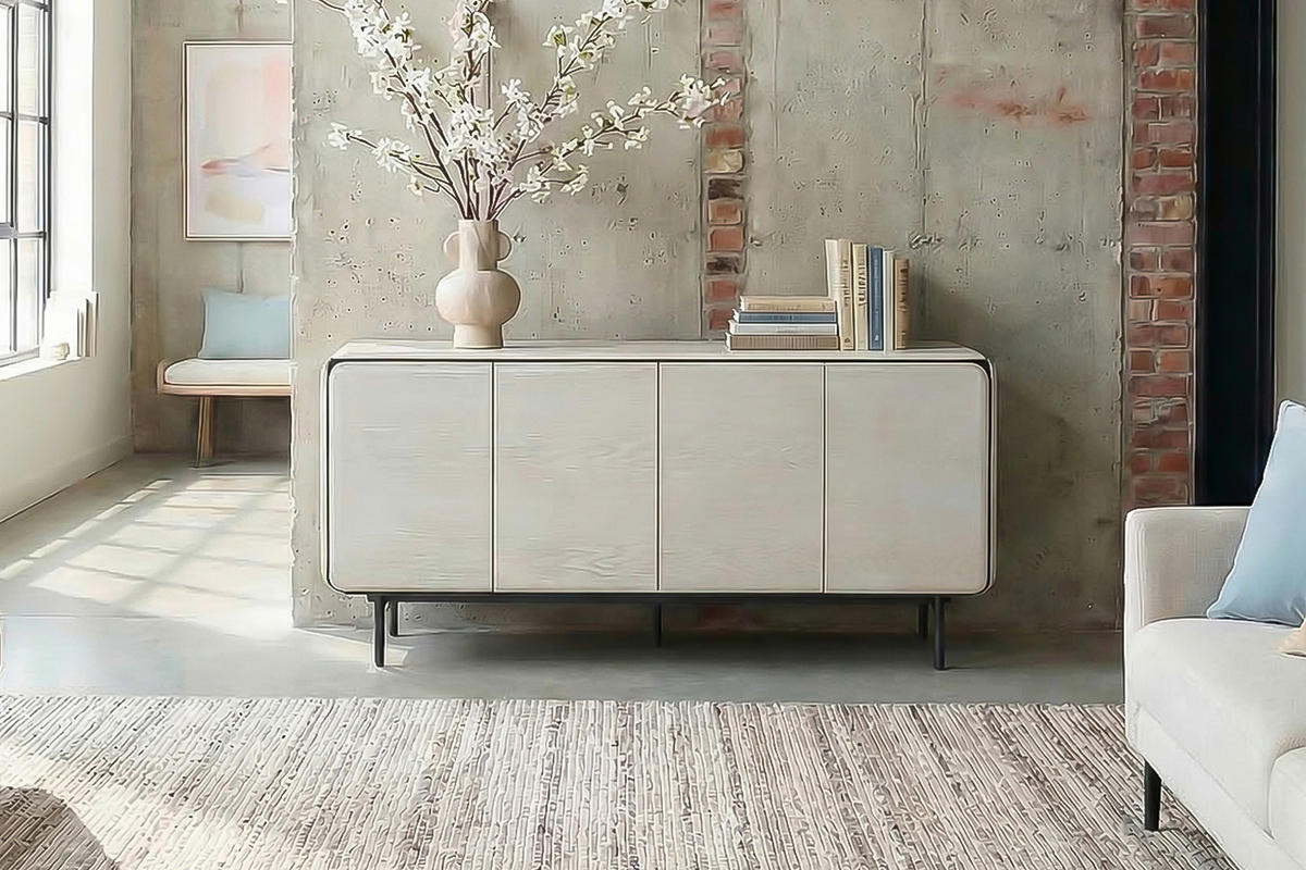 SIDEBOARD AVRIL Grau Eiche - Schwarz/Grau, Holzwerkstoff/Metall (181/87/40cm) - KAWOLA