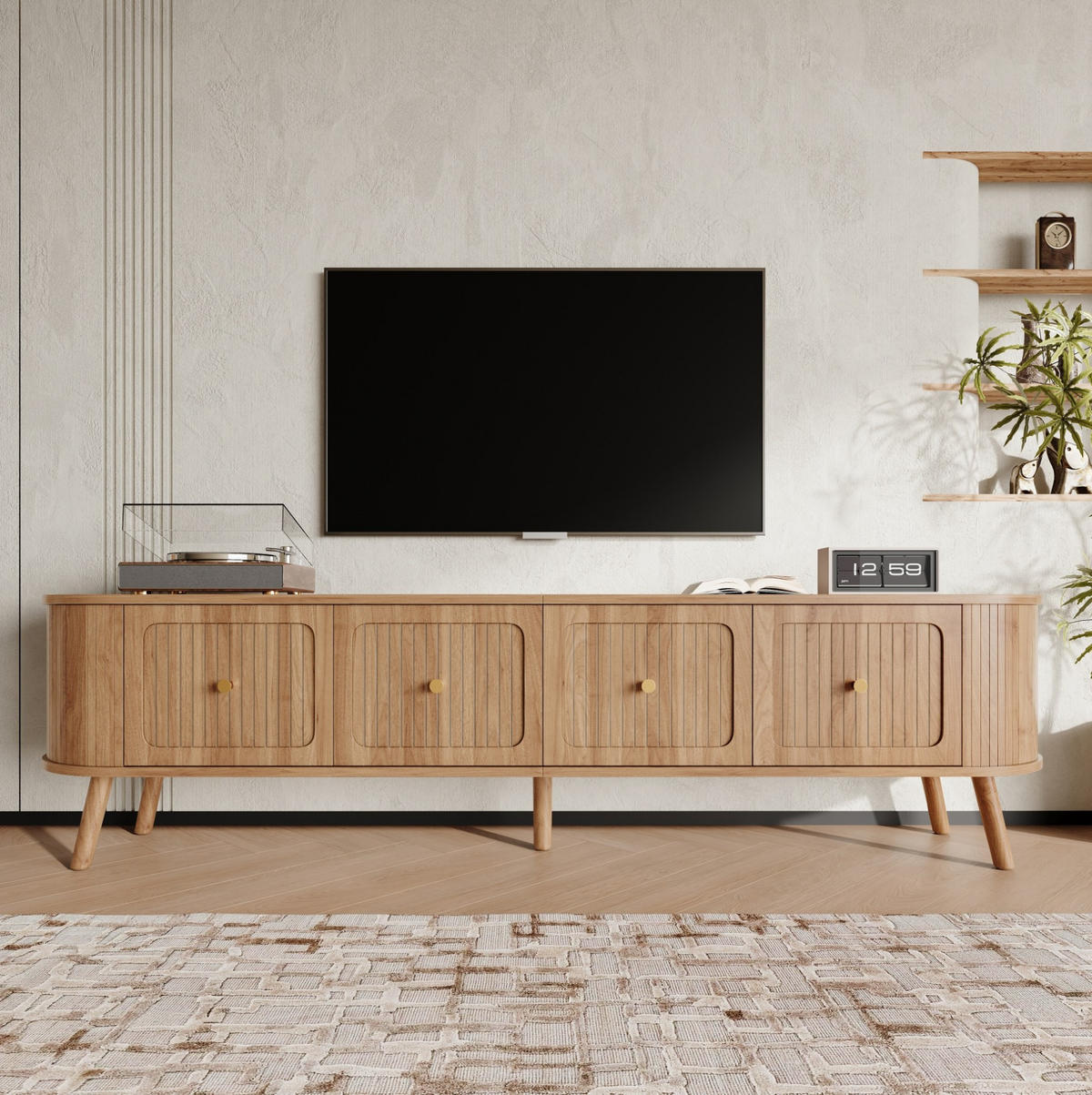 TV-SCHRANK 180/38/47 cm Eiche aus MDF mit Klapptüren - Braun, Holzwerkstoff (180/47/38cm) - OKWISH