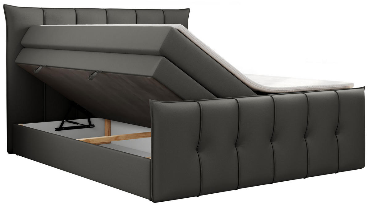 BOXSPRINGBETT PREMIUM 11 KING 140/200 Dunkelgrau Kunstleder - H4 - Dunkelgrau, Holz/Textil (140/200cm) - MKS