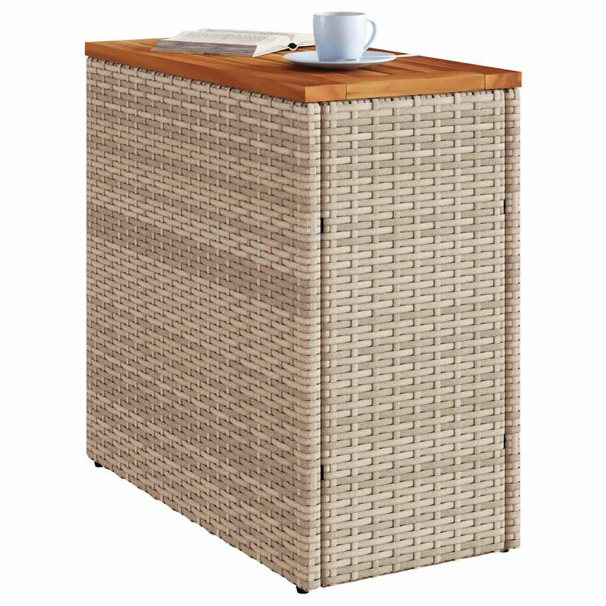 GARTEN-BEISTELLTISCH Holzplatte Beige 58/27,5/55 Cm Poly Rattan - Beige, Kunststoff (58/27.5/55cm) - vidaXL