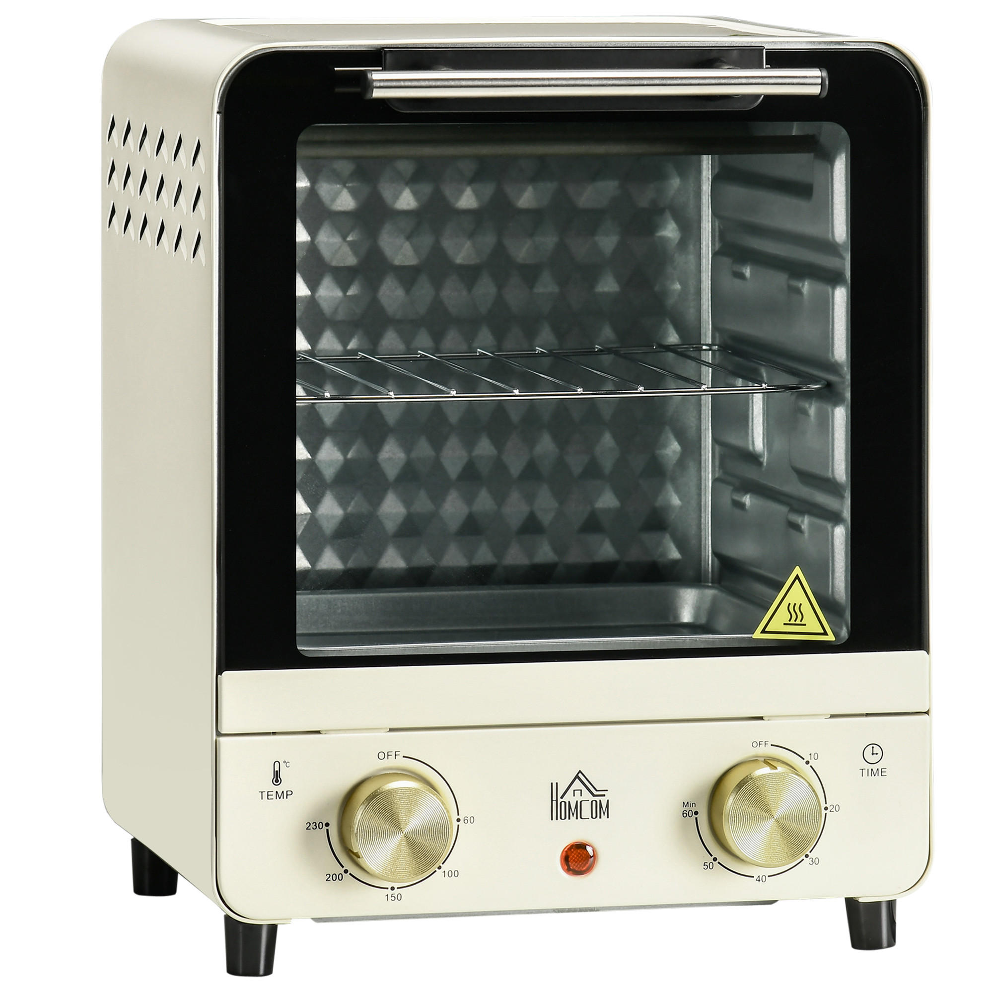 MINIBACKOFEN Eisen Edelstahl gehärtetes Glas Cremeweiß - Creme, Metall (25.5/27.5/32cm) - HOMCOM