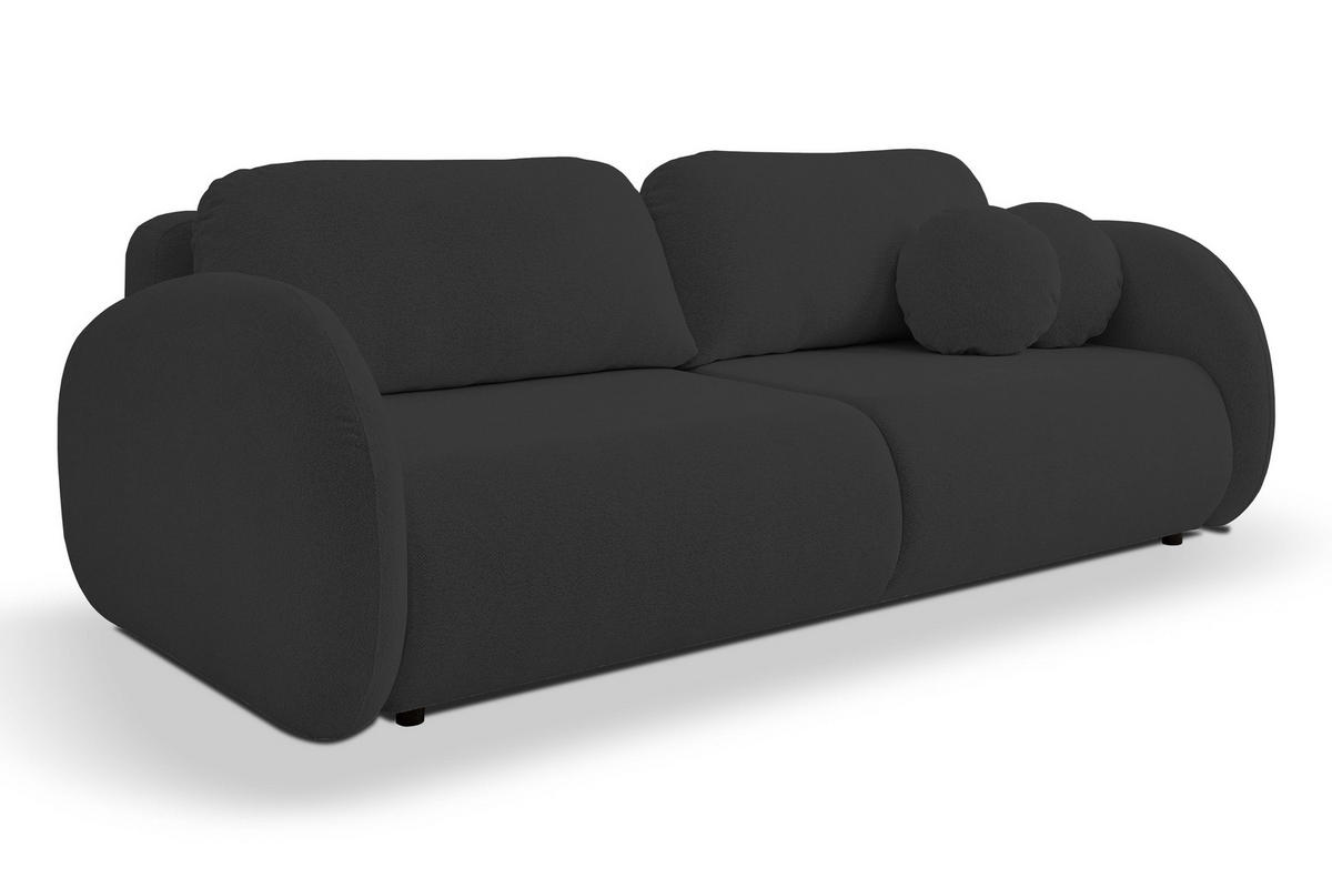 SOFA LOOP Schlaffunktion & Bettkasten PUR-Schaum Schwarze Kunststofffüße skandinavischer Stil lose Rückenkissen freistehend 234x112x86 cm Black - Schwarz, Holz/Textil (234/86/112cm) - DomoHome