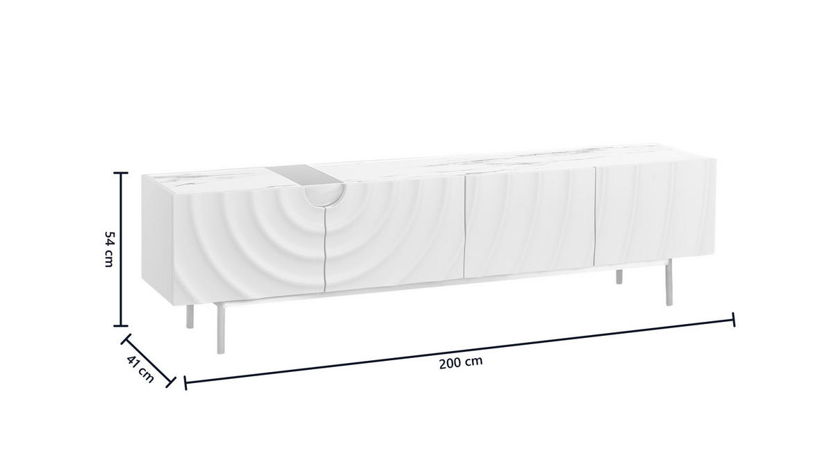 LOWBOARD FREEDA Weiß Holz - Goldfarben/Weiß, Holz/Metall (160/200cm) - KAWOLA