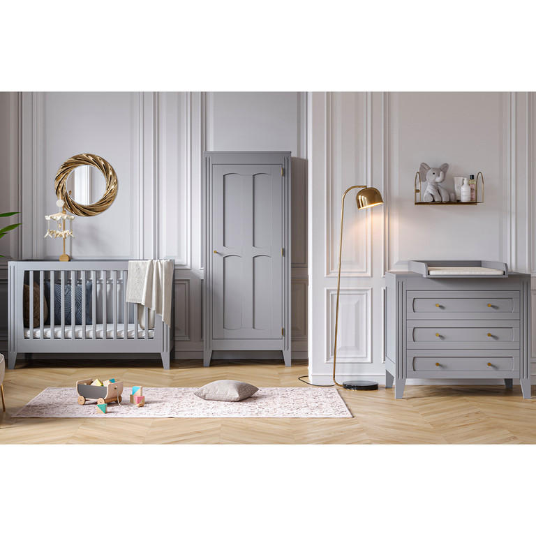 BABYZIMMER 3-teilig Grau - Grau, Holzwerkstoff (144/80/75cm) - Petits-meubles