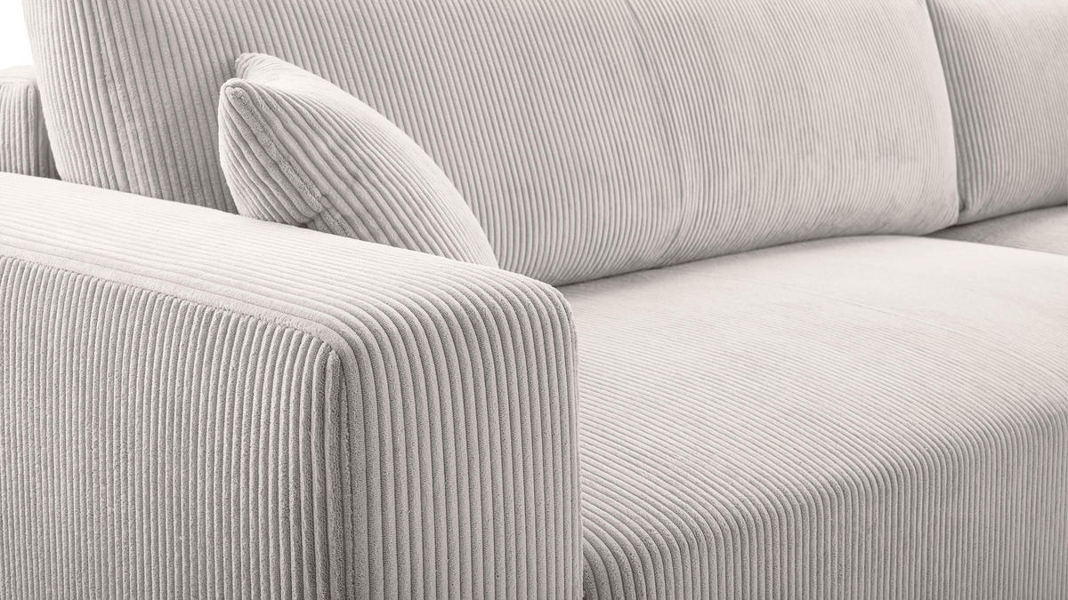 ECKSOFA L Form Catea Weiß 279/145/84 cm Rechts mit Schlaffunktion - Creme/Schwarz, Kunststoff/Textil (279/145cm) - AX Living
