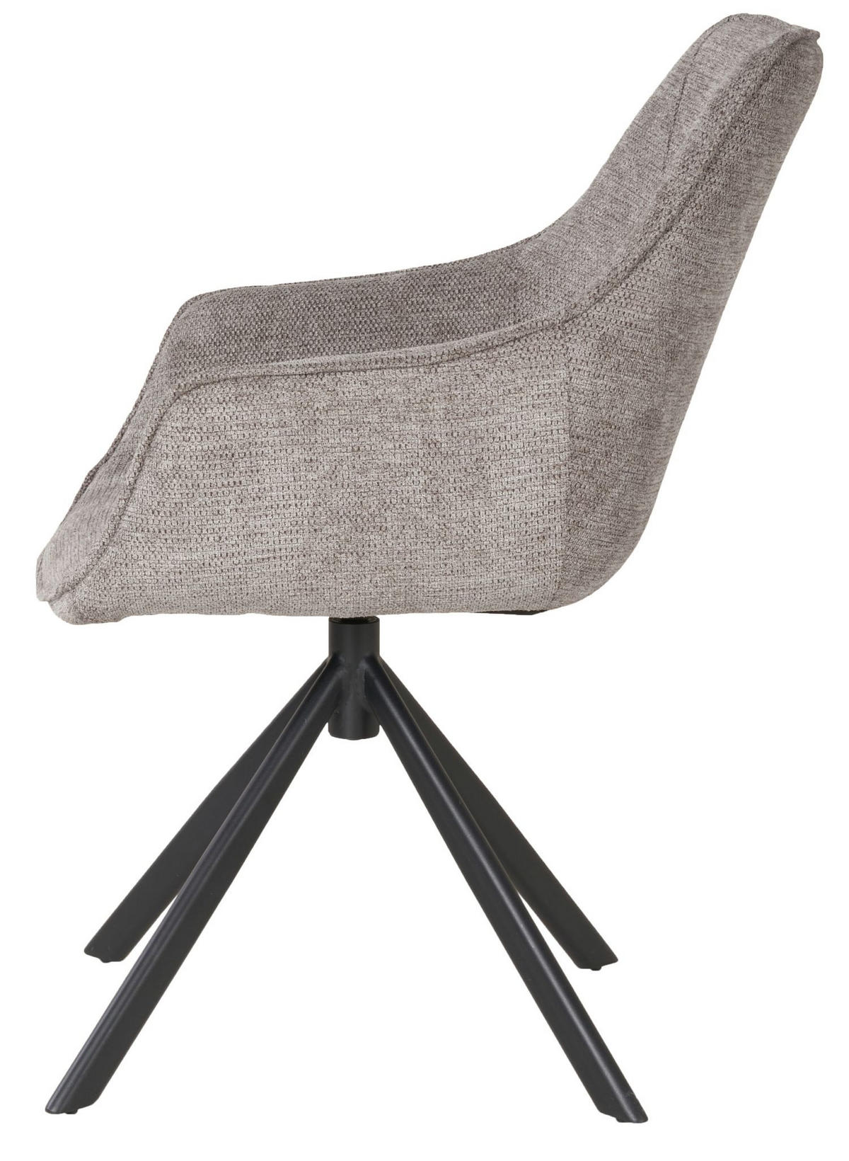 DININGSESSEL San Carlo - 4er Set - drehbar - hellgrau - Hellgrau/Schwarz, Textil/Metall (57/87/68cm) - bene living