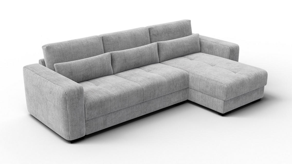 ECKSOFA OLI 4-Sitzer rechts, hellgrau - Hellgrau, Holz/Textil (295/172cm) - Courtois Laville