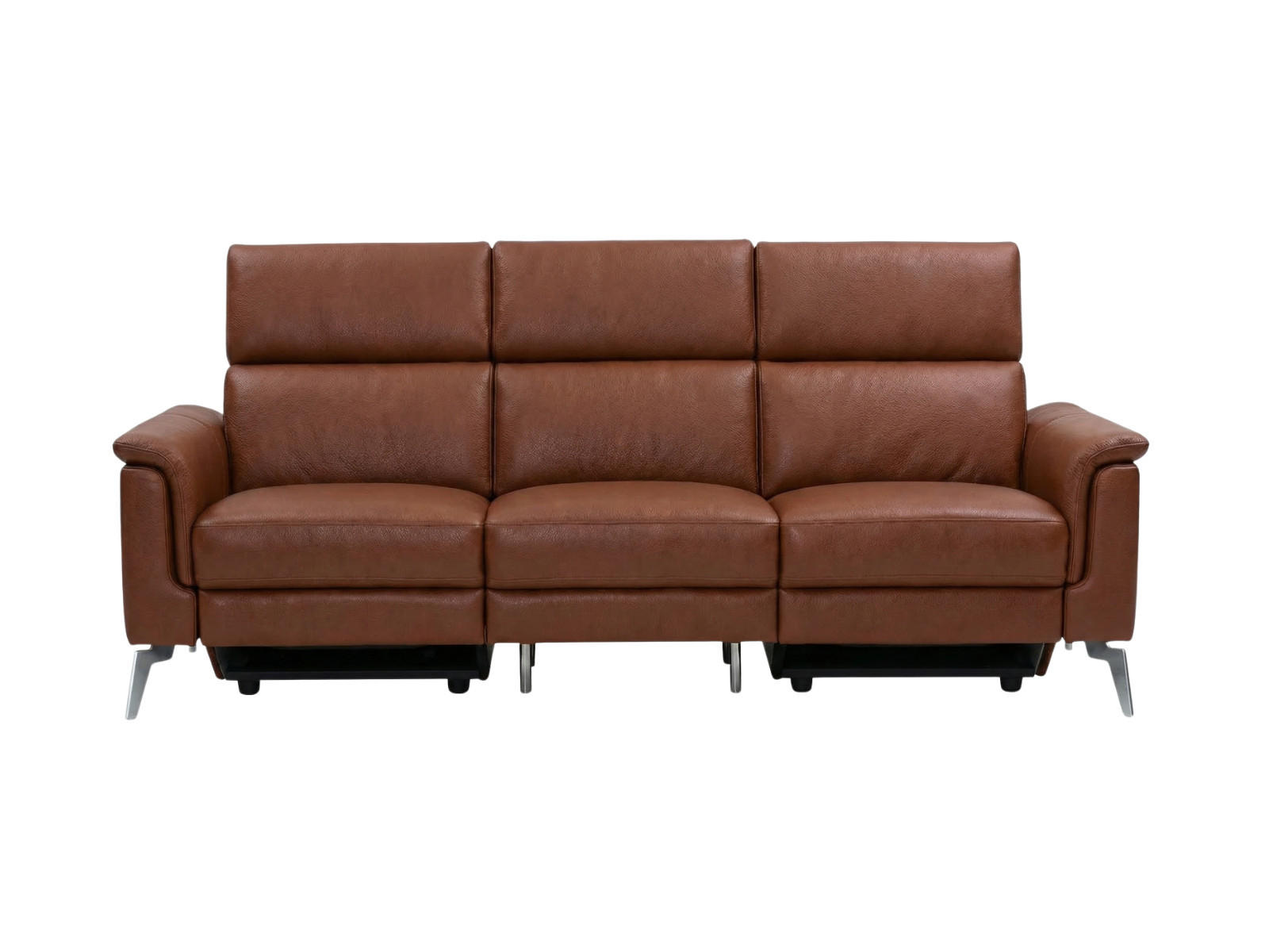 3-SITZER Sofa Borea Echtleder Cognacbraun - Cognac, Leder/Metall (220/102/98cm)