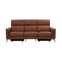 3-SITZER Sofa Borea Echtleder Cognacbraun - Cognac, Leder/Metall (220/102/98cm)