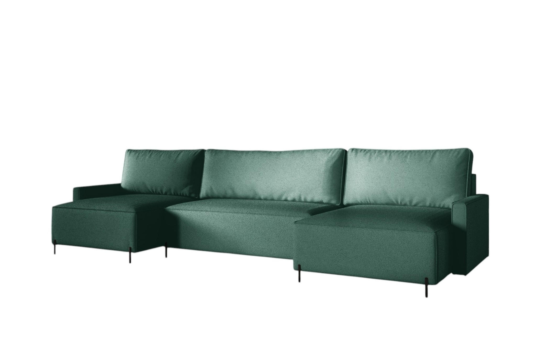 WOHNLANDSCHAFT Braga - Grün, Holzwerkstoff/Textil (372/80/153cm) - Fun Möbel