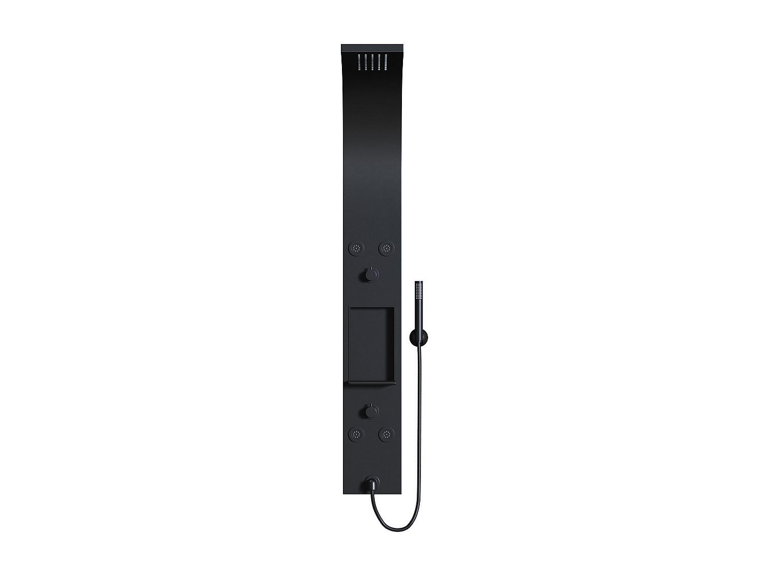 DUSCHSÄULE - 20 cmcm x 48 cmcm - Metall - Schwarz - ROANA - Schwarz, Metall (20/140/48cm) - Vente-Unique