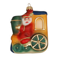CHRISTBAUMSCHMUCK Weihnachtsmann auf der Lok Mehrfarbig 9cm (Glas / 1 Stk.) - Multicolor, Glas (3/9/7cm) - Krebs Glas Lauscha