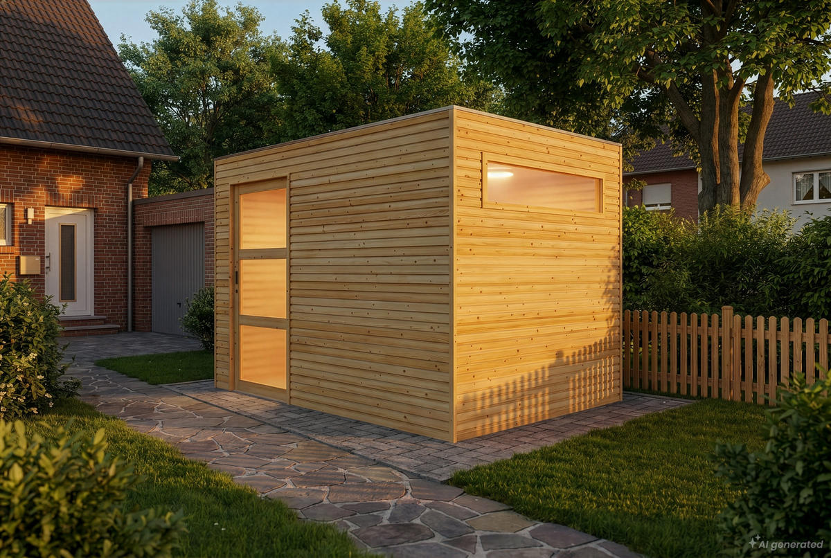 GERÄTEHAUS Holz Qube Slide - Braun, Holz (300/216/210cm) - Alpholz