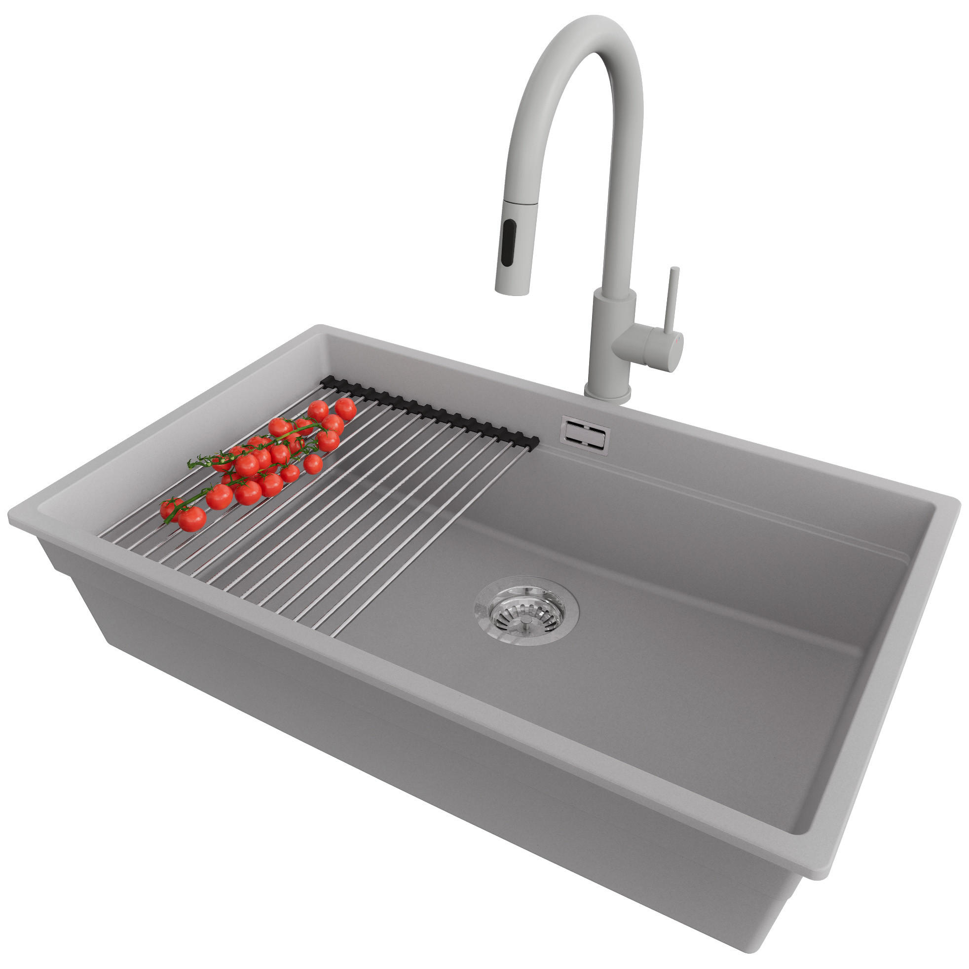 Primagran Unterbauspüle Grau, Chrom, Grau, Chrom 76x20x47 cm