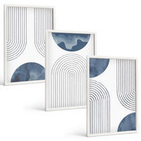 BILDER SET 3er Set - 40x60 cm Weißer Rahmen - Abstrakte blaue Muster - Weiß, Kunststoff (40/60cm) - TULUP
