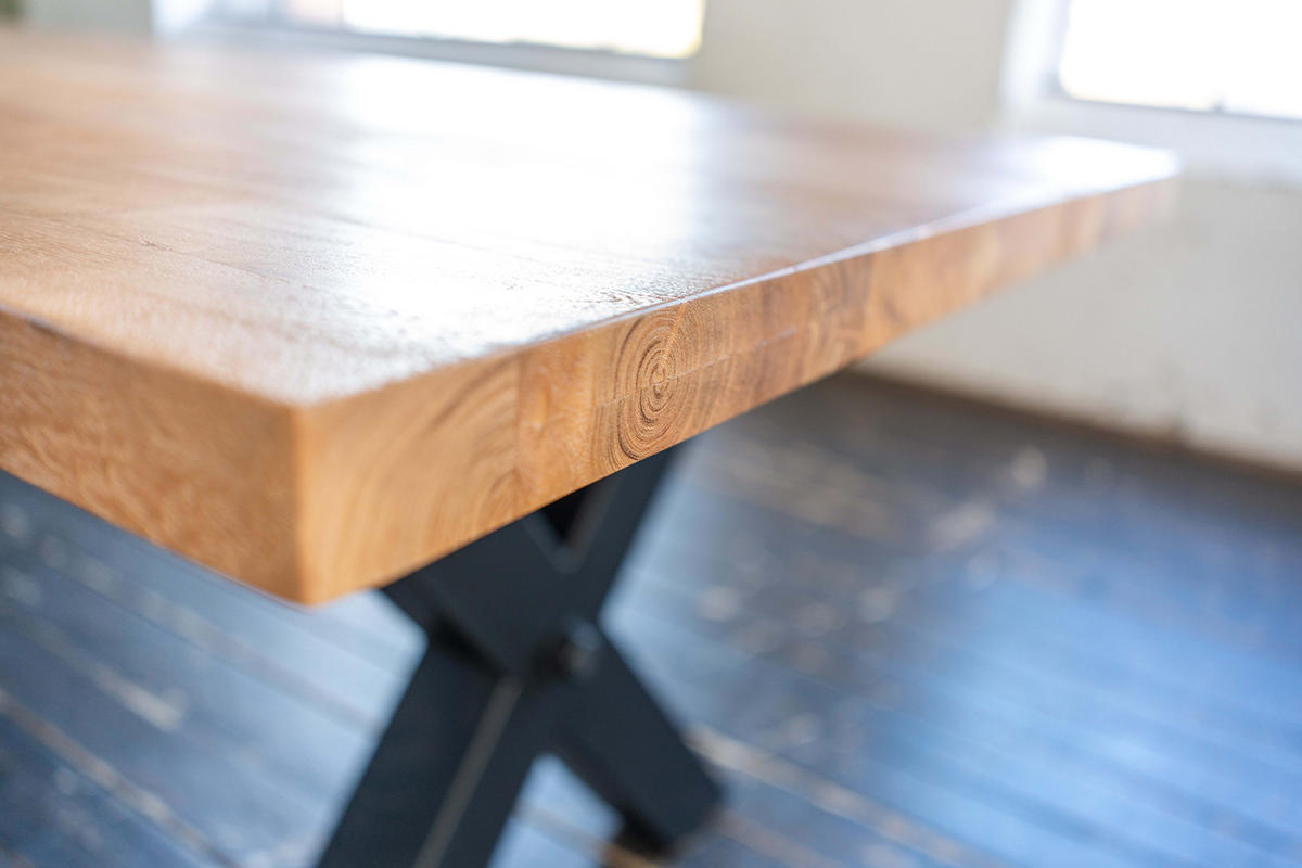 ESSTISCH MIT GERADER KANTE SELVA Braun Akazie - Schwarz/Braun, Holz/Metall (200/100/78cm) - KAWOLA