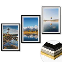 WANDBILDER 3er-Set - 40x60 cm Schwarzer Rahmen - Naturansichten, Leuchtturm, Berge, Ballonfahrt - Schwarz, Kunststoff (40/60cm) - ArtPrintCave