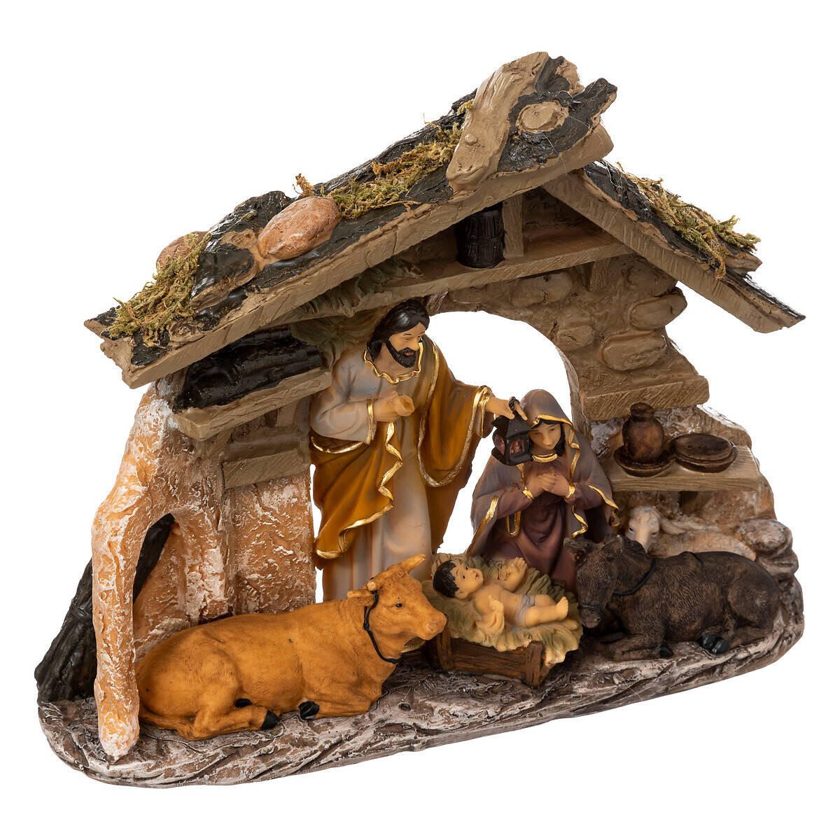 WEIHNACHTSKRIPPE Tiere 30/22 cm - Braun, Kunststoff (7.5/30/22cm) - Fééric Lights and Christmas