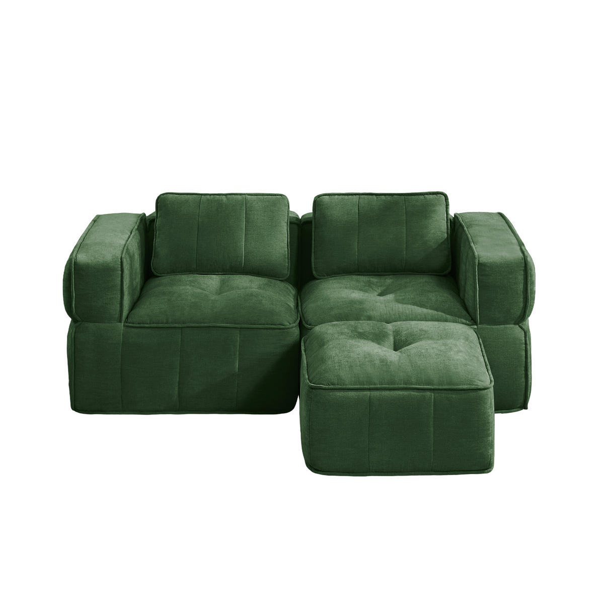 ECKSOFA DE-34428 L-Form mit Hocker Grün - Grün, Textil (93/198cm) - ComfortXL