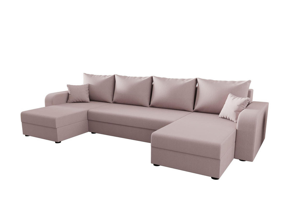 WOHNLANDSCHAFT HEWLET U BIS Cosmic 14 mit Schlaffunktion - Rosa, Textil (305/90/140cm) - Bedante