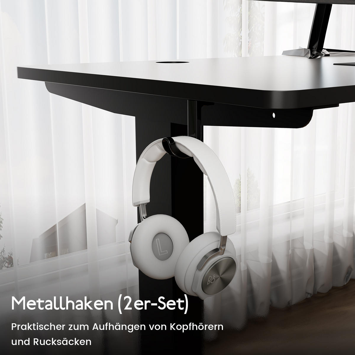 SCHREIBTISCH elektrisch höhenverstellbar 80 x 160 cm, mit Memory- und Kollisionsschutzfunktion - Schwarz, Metall (160/80/117cm) - HOMAVO