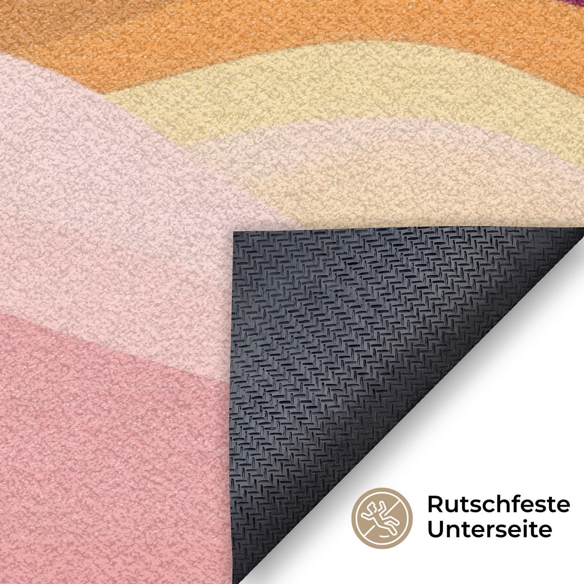 FUSSMATTE Berge - Abstrakt - Sonnenstrahlen - Rosa Sauberlaufmatte 150x90 cm - Rosa, Kunststoff (150/90cm) - MuchoWow