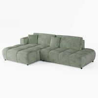 ECKSOFA BARI Links Hellgrün Chenille-Stoff L-Form Couch mit Schlaffunktion & Bettkasten - Schwarz/Grün, Holz (170/280cm) - Barchello
