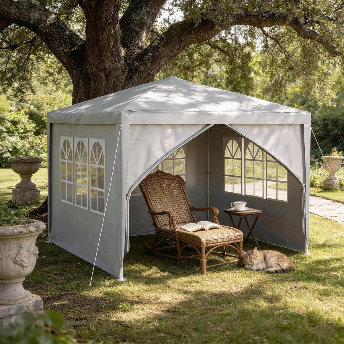 FALTPAVILLON 300 x 300 cm Grau Wasserdicht mit 4 Seitenwänden - Grau, Textil (300/250/300cm)