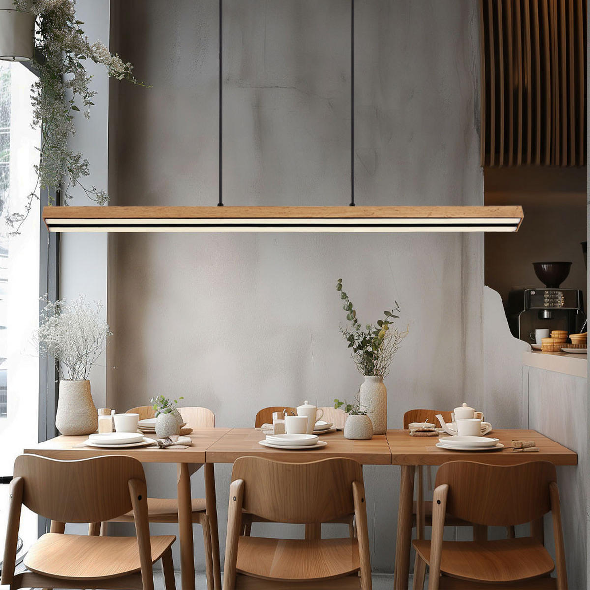 LED HÄNGELEUCHTE Doro Holzoptik Braun - Braun, Metall (101/7.5/120cm) - Globo Lighting