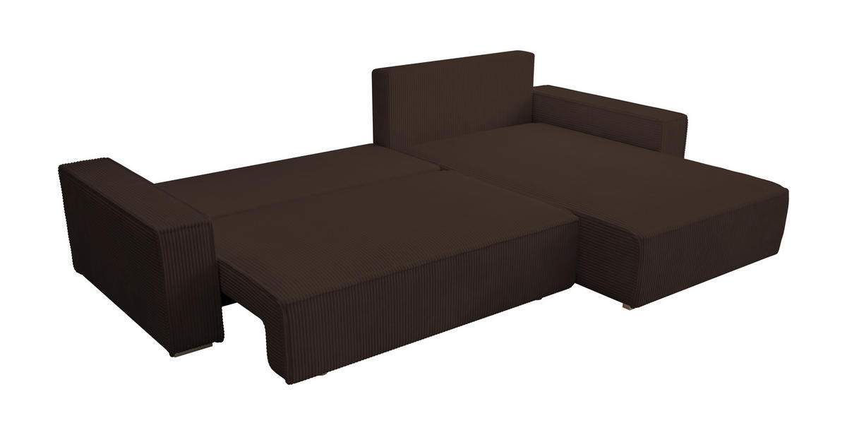 ECKSOFA Alice mit Bettkasten und Schlaffunktion, Cordstoff in L-Form - Braun, Textil (289/184cm)